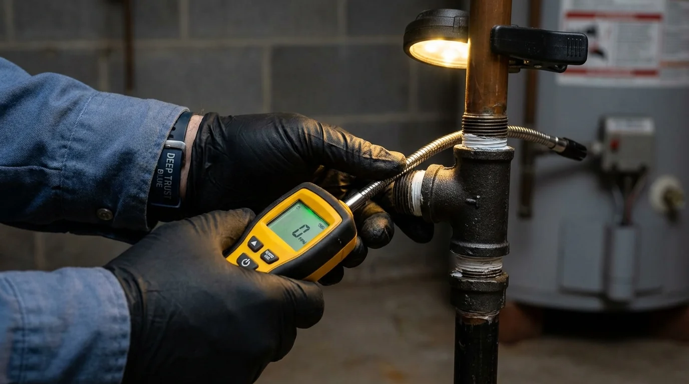 Gas leak detection with electronic sniffer by Johns Plumbing LLC in Boardman
